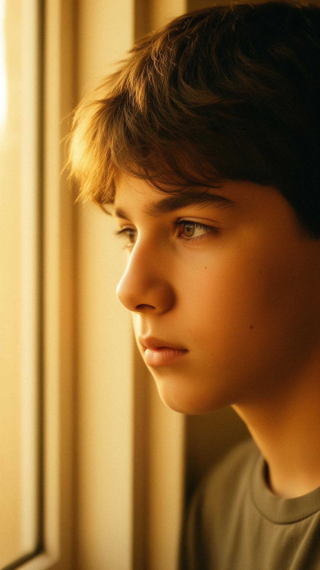 Thoughtful teenager in warm cinematic light