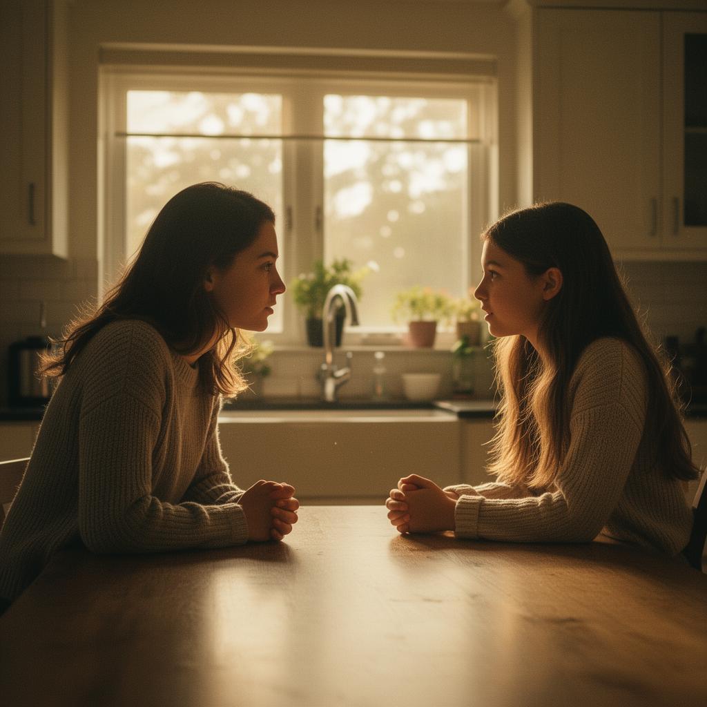 Mother and teen in warm conversation